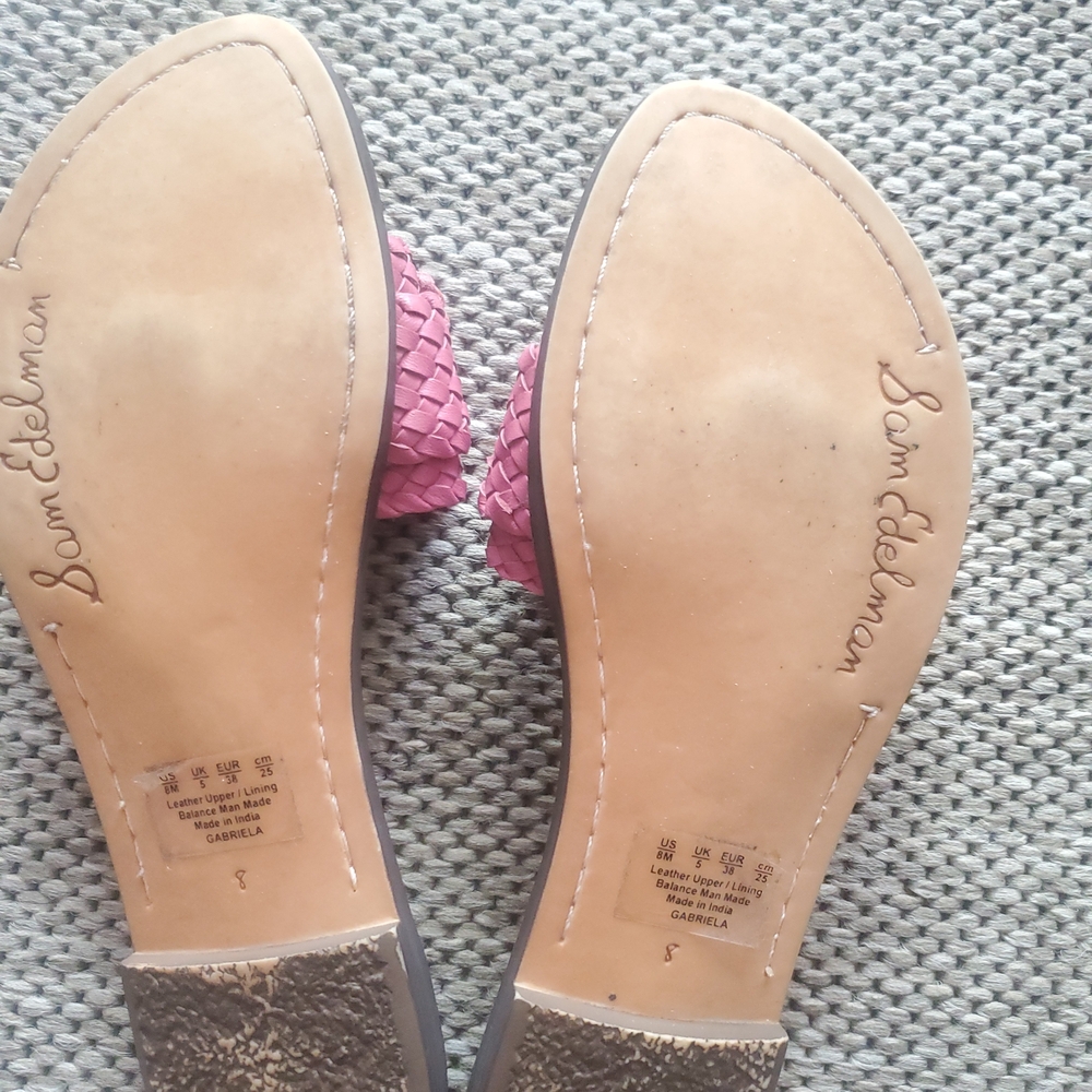 Sam Edelman Pink Woven Slide Sandals with Buckle Accent Size #8 - Picture 5 of 6